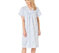 Marlon Womens Carlotta Easy-Care Frill Trim Woven Nightdress, Cornflower, 20-22