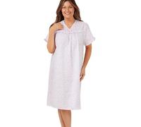 Marlon Womens Carlotta Easy-Care Frill Trim Woven Nightdress, Pink Swirl, 16-18