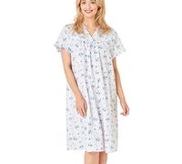 Marlon Womens Carlotta Easy-Care Frill Trim Woven Nightdress, Sweetpea Blue, 20-22