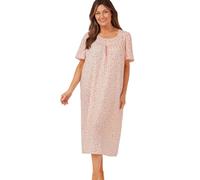 Marlon Womens Claire Light & Soft Woven Crepe Classic Short Sleeve Nightdress, Peach Spot, 12-14