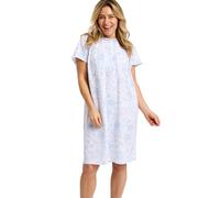 Marlon Women's Demelza 40" Woven Cotton Nightie, Blue, 24-26