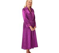 Marlon Womens Elina Silky Satin & Floral Lace Robe, Fuchsia, 10-12