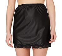 Marlon Women's Ella Soft & Smooth Lace Trimmed Half Slip - 18" Short Cling Resist Underskirt, Black, 24-26