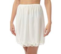 Marlon Women's Ella Soft & Smooth Lace Trimmed Half Slip - 18" Short Cling Resist Underskirt, Cream, 20-22