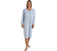 Marlon Women's Elmina Cosy Printed Fleece Classic Nightdress 45" Length, Delicate Floral Blue, 24-26