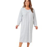 Marlon Women's Elmina Cosy Printed Fleece Classic Nightdress 45" Length, Petal Blue, 8-10