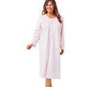 Marlon Women's Elmina Cosy Printed Fleece Classic Nightdress 45" Length, Petal Pink, 16-18