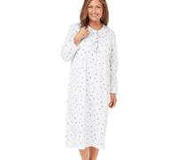 Marlon Women's Jessica Nightie - Classic Long Sleeve Jersey Nightdress For Cosy All-Year Comfort & Easy Dressing with Short Buttoned Opening, Penny Blue, 24-26