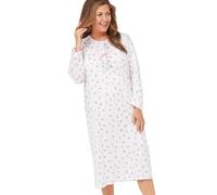 Marlon Women's Jessica Nightie - Classic Long Sleeve Jersey Nightdress For Cosy All-Year Comfort & Easy Dressing with Short Buttoned Opening, Penny Pink, 20-22