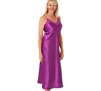 Marlon Womens Juno Strappy Satin & Floral Lace Nightgown, Fuchsia, 10-12