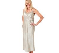 Marlon Womens Juno Strappy Satin & Floral Lace Nightgown, Oatmeal 18-20