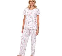 Marlon Women's Libby Short Sleeve Cotton Jersey Pyjama, Pink, 24-26