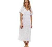 Marlon Womens Linzi Long Plus Size Soft Cotton Knitted Jersey Nightdress With Buttons, Harvest Pink, 16-18