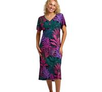 Marlon Womens Linzi Long Plus Size Soft Jersey Nightdress With Buttons -Comfort & Extra Coverage Loungewear Nightie For Her - Knitted Polycotton, Viscose Mix Or Pure Cotton, Tropique, 16-18