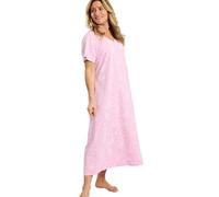 Marlon Womens Linzi Long Plus Size Soft Jersey Nightdress With Buttons -Comfort & Extra Coverage Loungewear Nightie For Her - Knitted Polycotton, Viscose Mix Or Pure Cotton, Dotty Floral Pink, 16-18