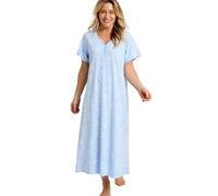 Marlon Womens Linzi Long Plus Size Soft Jersey Nightdress With Buttons -Comfort & Extra Coverage Loungewear Nightie For Her - Knitted Polycotton, Viscose Mix Or Pure Cotton, Dotty Floral Blue, 20-22