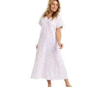 Marlon Womens Linzi Long Plus Size Soft Jersey Nightdress With Buttons -Comfort & Extra Coverage Loungewear Nightie For Her -Knitted Polycotton, Viscose Mix Or Pure Cotton, Spring Garden Pink, 24-26