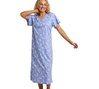 Marlon Womens Linzi Long Plus Size Soft Jersey Nightdress With Buttons -Comfort & Extra Coverage Loungewear Nightie For Her - Knitted Polycotton, Viscose Mix Or Pure Cotton, Pooch Blue, 24-26