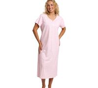 Marlon Womens Linzi Long Plus Size Soft Jersey Nightdress With Buttons -Comfort & Extra Coverage Loungewear Nightie For Her - Knitted Polycotton, Viscose Mix Or Pure Cotton, Gingham, 28-30