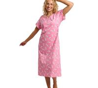 Marlon Womens Linzi Long Plus Size Soft Jersey Nightdress With Buttons -Comfort & Extra Coverage Loungewear Nightie For Her - Knitted Polycotton, Viscose Mix Or Pure Cotton, Pooch Pink, 20-22