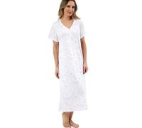 Marlon Womens Linzi Long Plus Size Soft Poly Cotton Knitted Jersey Nightdress With Buttons, Sketchy Pink, 8-10