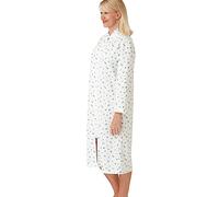 Marlon Women's Lydia Printed Mock Quilt Zip Housecoat, Nina Blue, 8-10