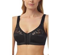 Marlon Womens Mandy Front Fastening Wirefree Satin & Lace Everyday Bra, Black, 34D