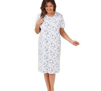 Marlon Women's Marcia Shorter Length 40" Pure Cotton Jersey Classic Nightie, Blue Paisley, 24-26