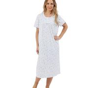 Marlon Women's Maria Cotton Jersey Nightie, Harvest Blue, 20-22