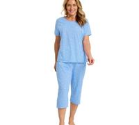 Marlon Women's Maura Soft Knitted Cropped Pyjama, Delph Blue, 16-18