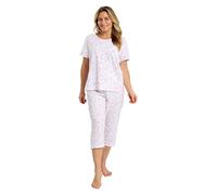 Marlon Women's Maura Soft Knitted Cropped Pyjama, Spring Garden Pink, 12-14