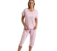 Marlon Womens Maura Soft Knitted Short Sleeve Cropped Pyjama, Autumn Leaf Pink, 24-26