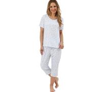 Marlon Womens Maura Soft Knitted Short Sleeve Cropped Pyjama, Harvest Blue, 20-22