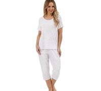 Marlon Womens Maura Soft Knitted Short Sleeve Cropped Pyjama, Harvest Pink, 12-14