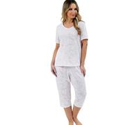 Marlon Womens Maura Soft Knitted Short Sleeve Cropped Pyjama, Sketchy Pink, 16-18