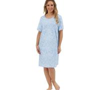 Marlon Womens Melanie Soft Knitted Jersey Nightshirt, Linear Blue, 12-14
