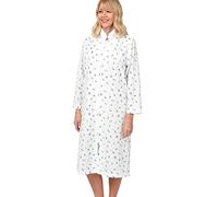 Marlon Women's Penny Print Mock Quilt Zip Housecoat, Blue, 8-10