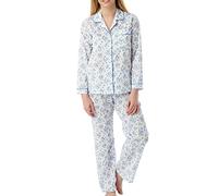 Marlon Womens Phillipa Woven Printed Easy-Care Polycotton Long Sleeve Pyjama, Blue Sprig, 16-18