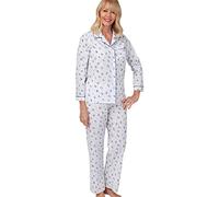 Marlon Womens Phillipa Woven Printed Easy-Care Polycotton Long Sleeve Pyjama, Penny Blue, 24-26
