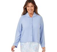 Marlon Women's Polly Lightweight Button Front Zip Front Bed Jacket Short Robe, Blue Waffle, L