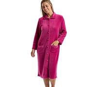 Marlon Womens Ramona Cosy Coral Fleece Housecoat - Soft & Warm Robe With Button or Zip Closure, Peter Pan Collar & Pockets, Raspberry, 20-22