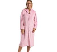 Marlon Womens Serena Zip Front Embossed Fleece Housecoat Zip Up Bath Robe, Rose Swirl, S