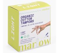 Marlow 100% Organic Cotton Easy Glide Tampons with Compact Applicator | Biodegradable Wrapping, Plant Based Applicator | 18 Count, Fragrance Free, Chlorine Free, Toxin Free… (Light)