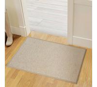 Marlow 2PC Non Slip Rubber Woven Door Mat Hallway Kitchen Rug in Beige | Size: 44 cm x 75 cm Marlow Beige 44 cm x 75 cm