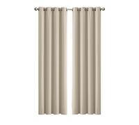 Marlow 2PC Thermal Blackout Blockout Curtains Eyelet Ring Top Thick Sun Block - 117cm x 183cm - Beige