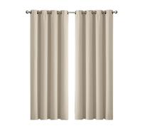 Marlow 2PC Thermal Blackout Blockout Curtains Eyelet Ring Top Thick Sun Block - 167cm x 137cm - Beige