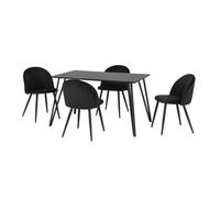 Marlow Dining Set Black Marble Effect 4 Black Velvet Chairs