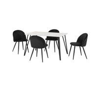 Seconique Marlow Dining Set - White Marble/Black Velvet, Multi