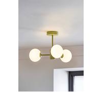 Marlow Opaque Glass Globe 3 Arm Ceiling Light ValueLights Green One Size