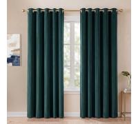 MARLOW Velvet Blackout Curtains for Bedroom & Living Room - 66x90 Inch Thermal Insulated Eyelet Curtains with Tie Backs - Room Darkening, Machine Washable, 2 Panels, Green
